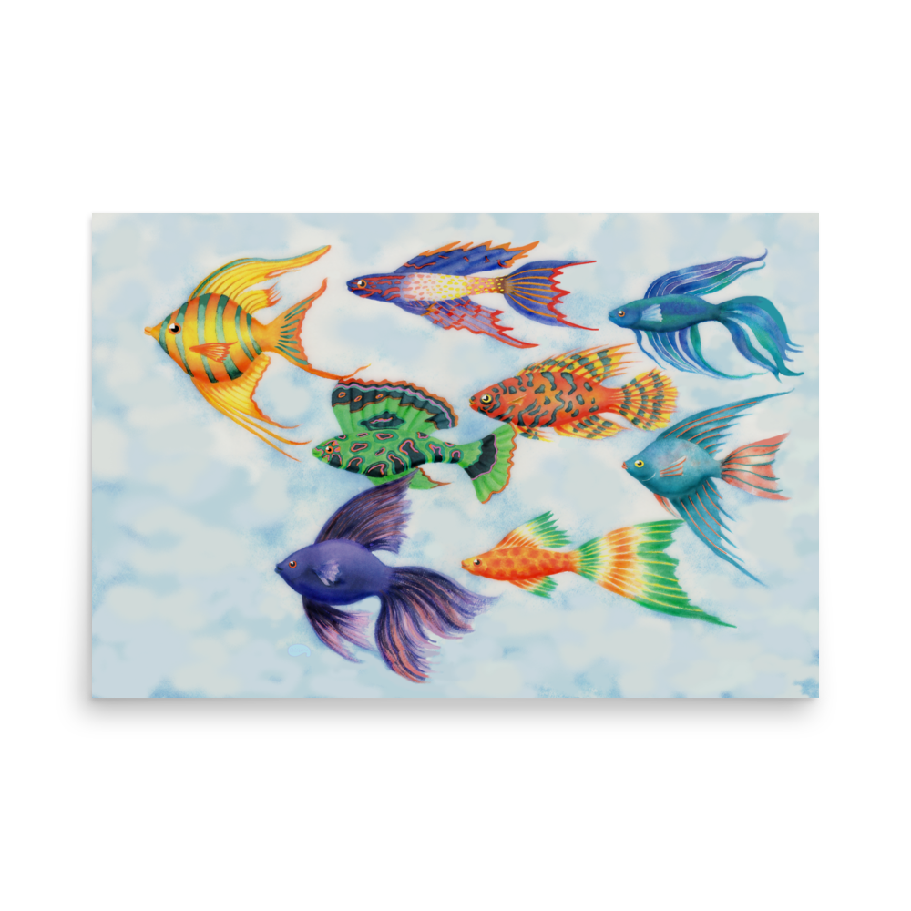 Colorful Fish Art Print Unframed