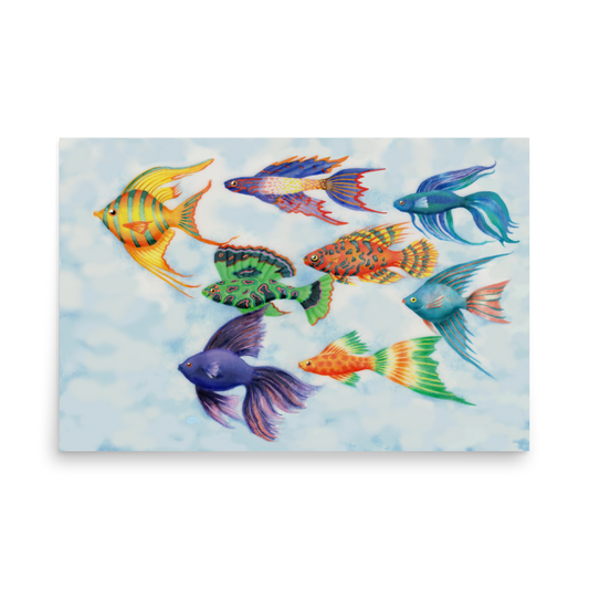 Colorful Fish Art Print Unframed
